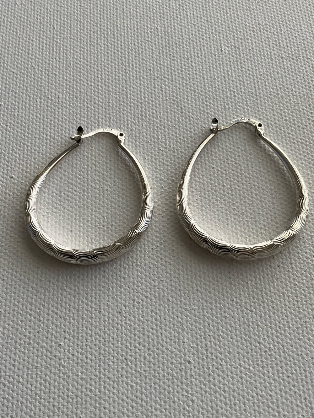 Classic Sterling Silver Textured Hoop Earrings